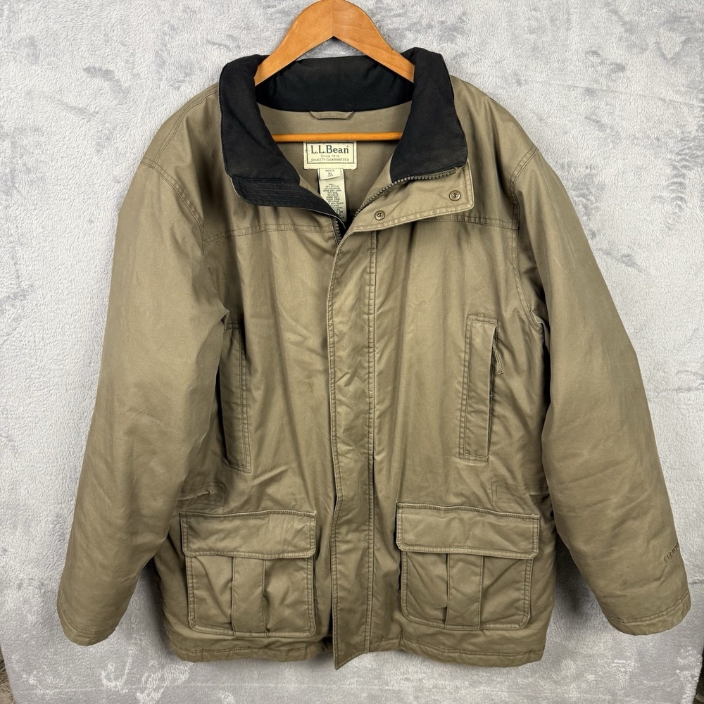 Vintage L.L. Bean Field‎ Barn Chore Coat Hunter Green Mens XL Wool Liner Country